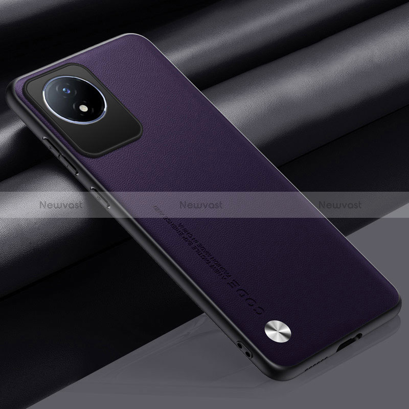 Soft Luxury Leather Snap On Case Cover S02 for Vivo Y02t Purple