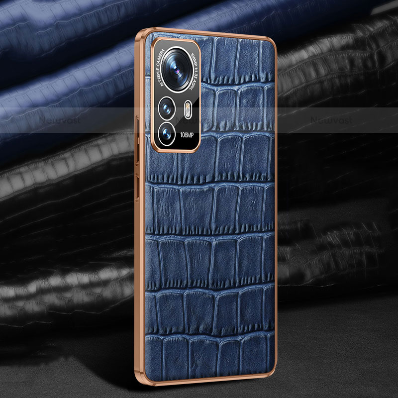 Soft Luxury Leather Snap On Case Cover S02 for Xiaomi Mi 12S Pro 5G Blue