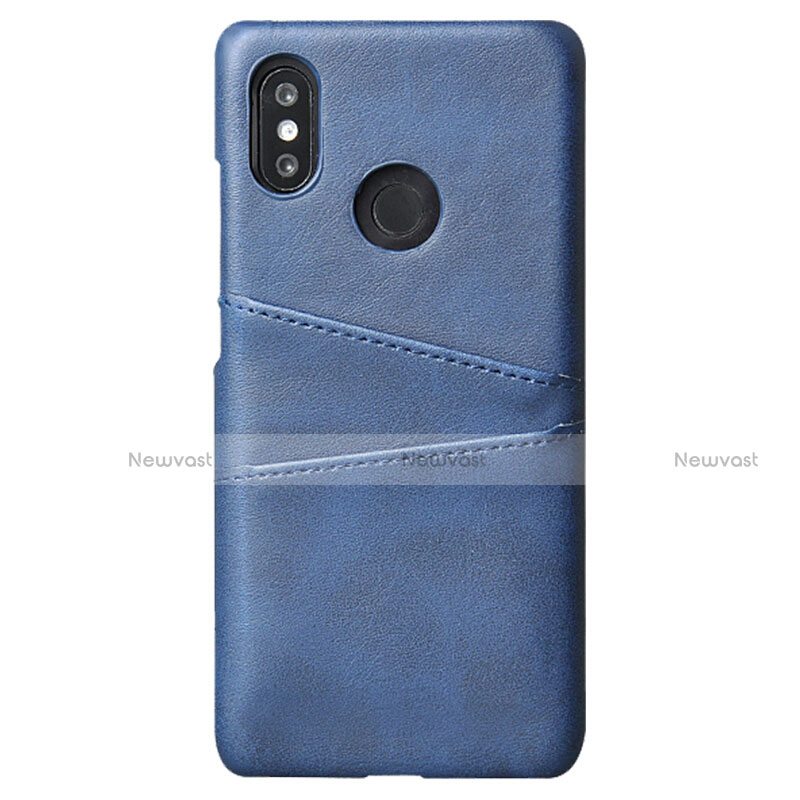 Soft Luxury Leather Snap On Case Cover S02 for Xiaomi Mi 8 Blue