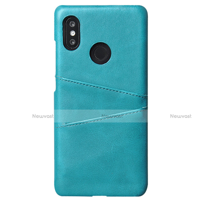 Soft Luxury Leather Snap On Case Cover S02 for Xiaomi Mi 8 Cyan