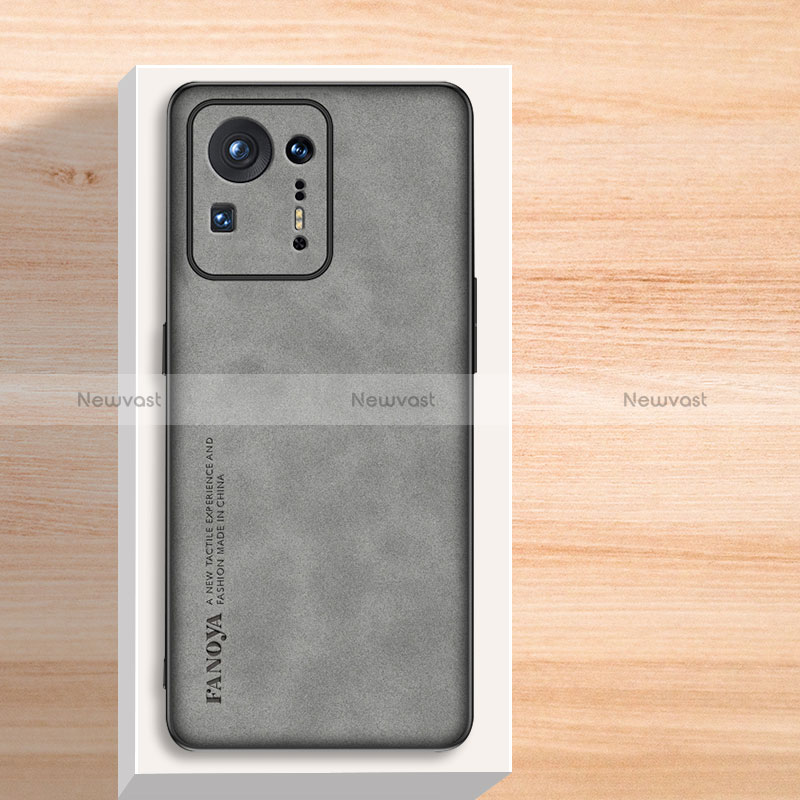 Soft Luxury Leather Snap On Case Cover S02 for Xiaomi Mi Mix 4 5G Gray