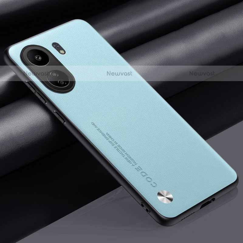 Soft Luxury Leather Snap On Case Cover S02 for Xiaomi Poco C65 Mint Blue