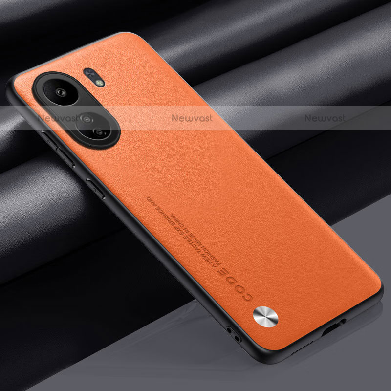 Soft Luxury Leather Snap On Case Cover S02 for Xiaomi Poco C65 Orange