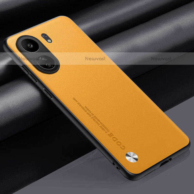 Soft Luxury Leather Snap On Case Cover S02 for Xiaomi Poco C65 Yellow