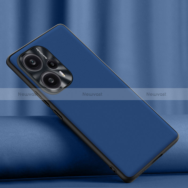 Soft Luxury Leather Snap On Case Cover S02 for Xiaomi Poco F5 5G Blue