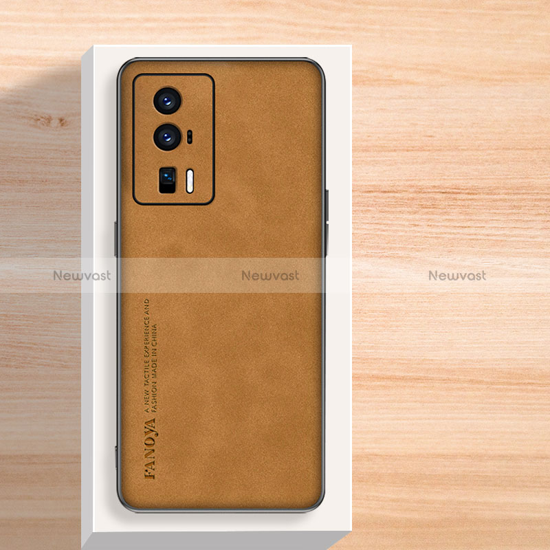 Soft Luxury Leather Snap On Case Cover S02 for Xiaomi Poco F5 Pro 5G Brown