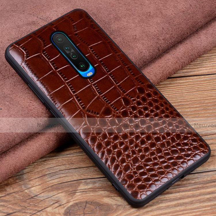 Soft Luxury Leather Snap On Case Cover S02 for Xiaomi Redmi K30 4G Brown