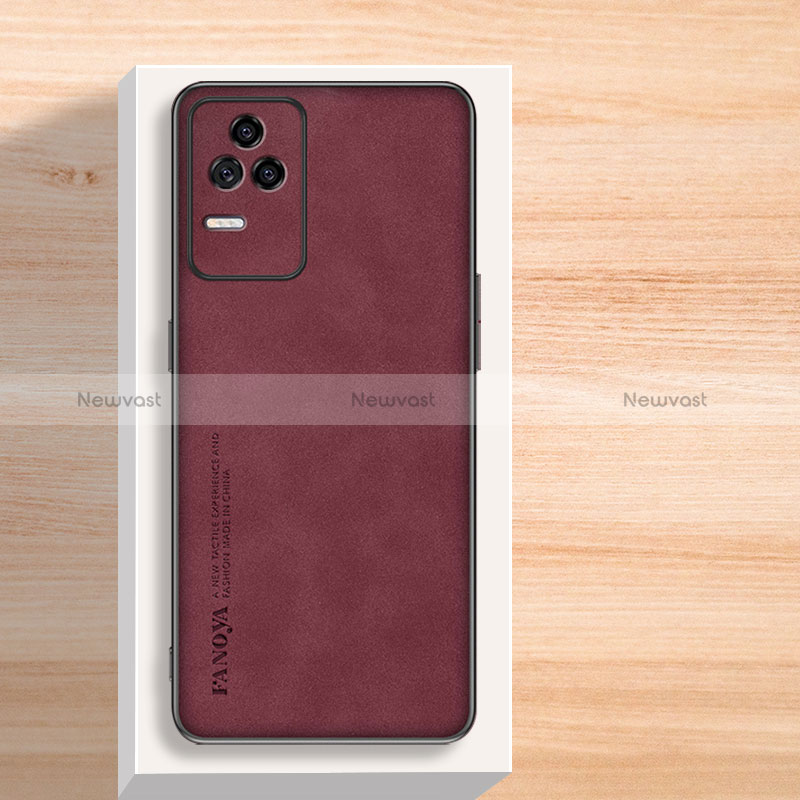 Soft Luxury Leather Snap On Case Cover S02 for Xiaomi Redmi K40S 5G Red