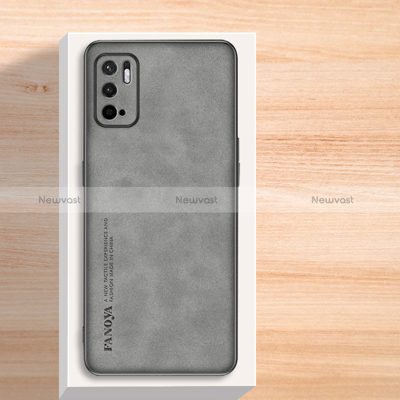 Soft Luxury Leather Snap On Case Cover S02 for Xiaomi Redmi Note 11 SE 5G Gray