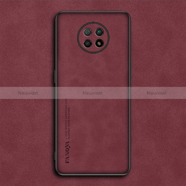 Soft Luxury Leather Snap On Case Cover S02 for Xiaomi Redmi Note 9 5G Red