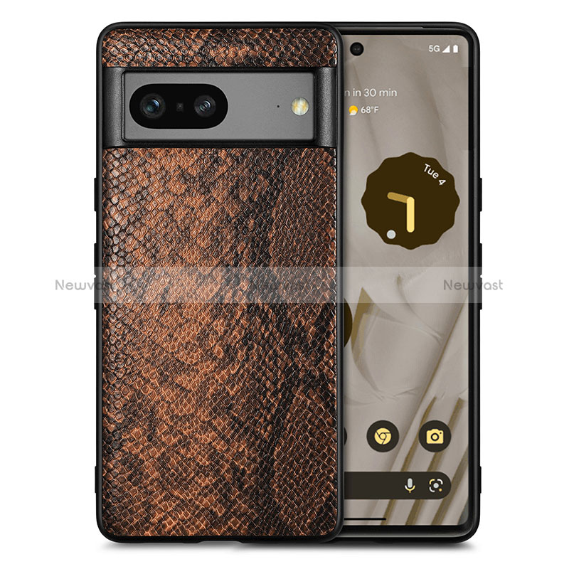 Soft Luxury Leather Snap On Case Cover S02D for Google Pixel 7a 5G Brown