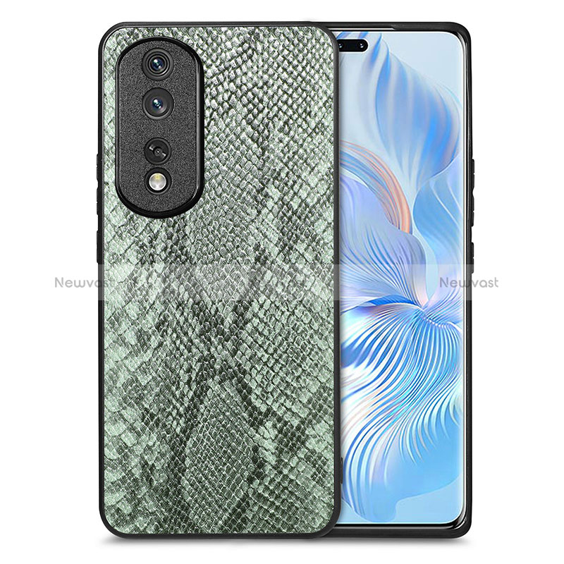 Soft Luxury Leather Snap On Case Cover S02D for Huawei Honor 80 Pro Flat 5G Green