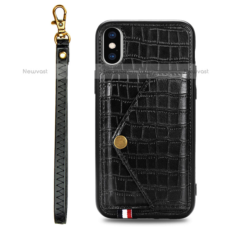 Soft Luxury Leather Snap On Case Cover S02D for Samsung Galaxy A11 Black