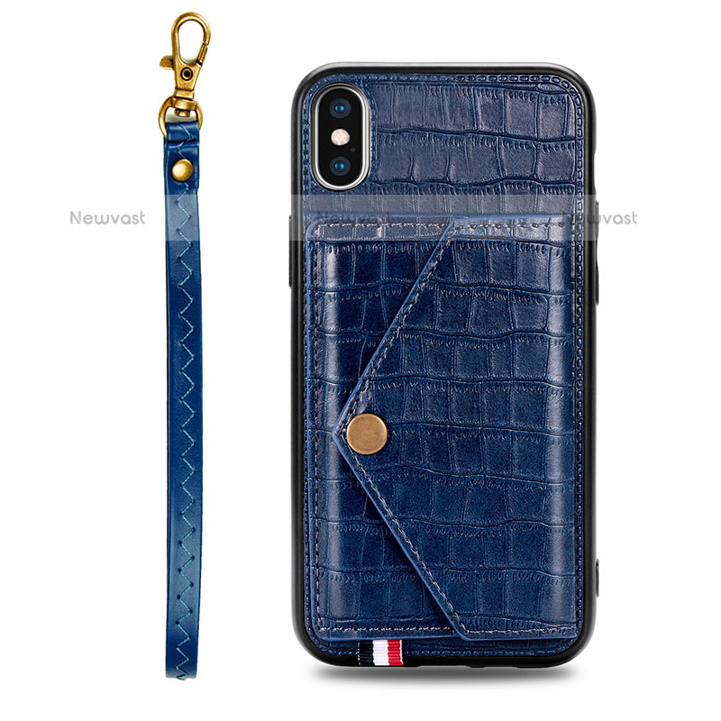 Soft Luxury Leather Snap On Case Cover S02D for Samsung Galaxy A11 Blue