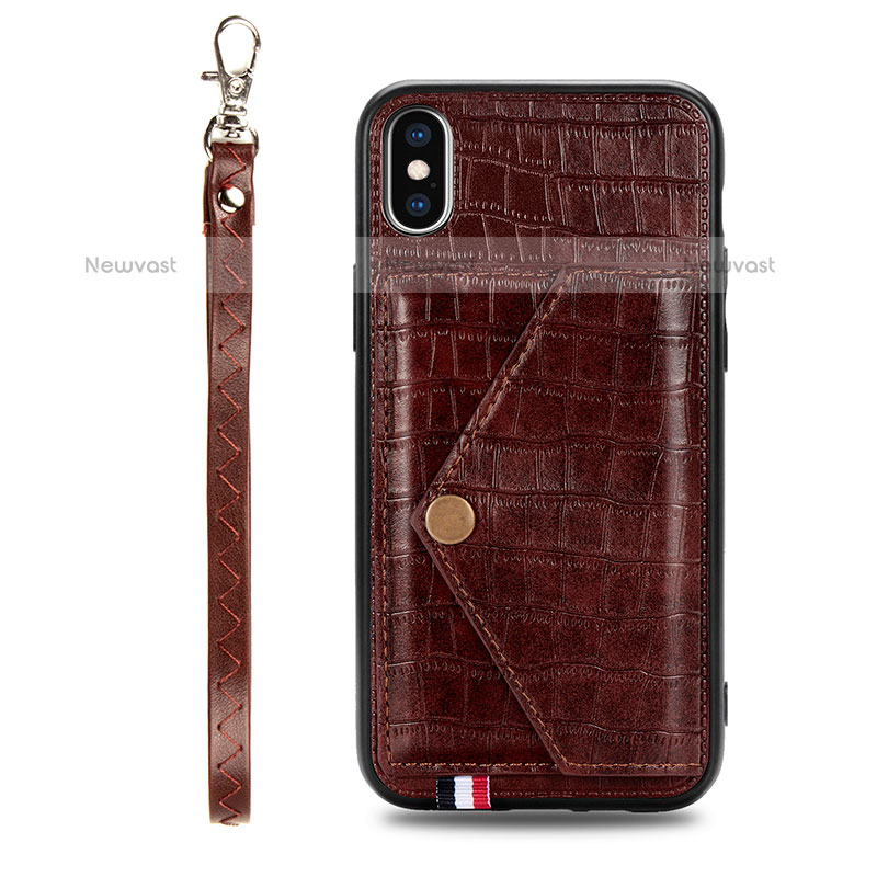 Soft Luxury Leather Snap On Case Cover S02D for Samsung Galaxy A11 Brown