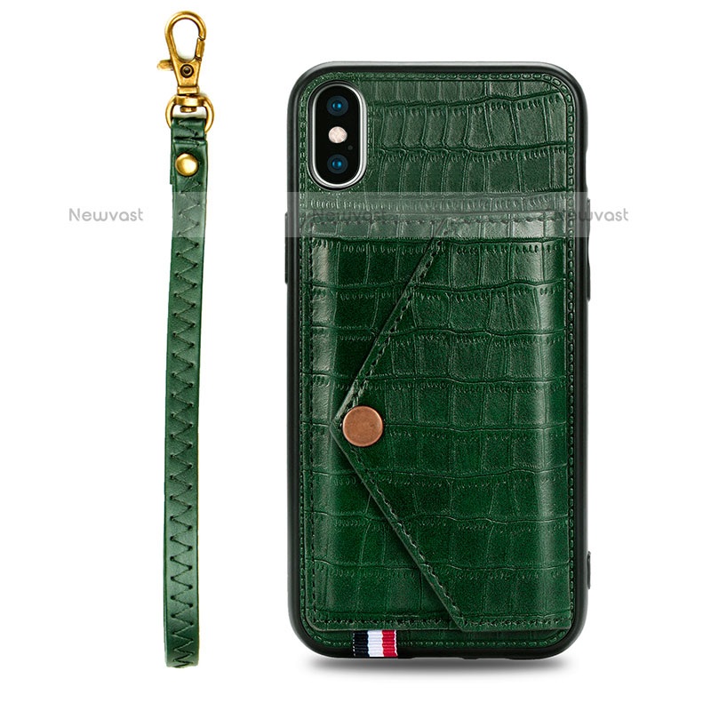 Soft Luxury Leather Snap On Case Cover S02D for Samsung Galaxy A11 Green