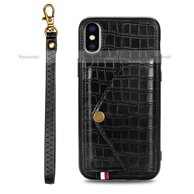 Soft Luxury Leather Snap On Case Cover S02D for Samsung Galaxy M11 Black