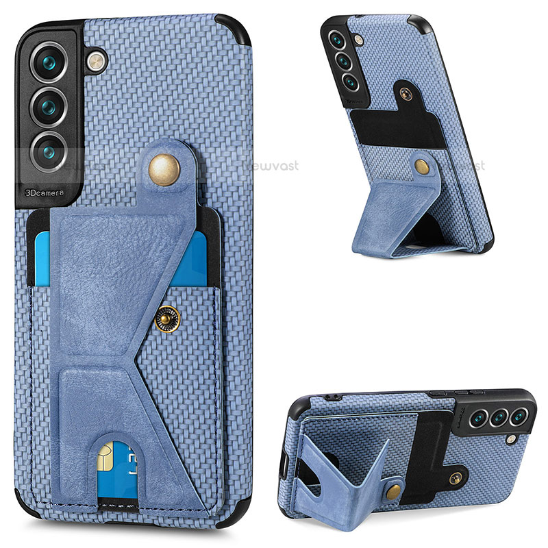 Soft Luxury Leather Snap On Case Cover S02D for Samsung Galaxy S21 Plus 5G Blue