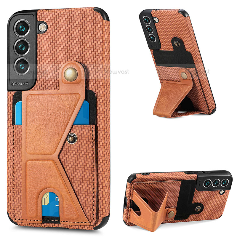 Soft Luxury Leather Snap On Case Cover S02D for Samsung Galaxy S21 Plus 5G Brown