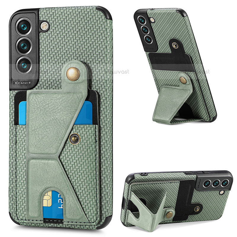 Soft Luxury Leather Snap On Case Cover S02D for Samsung Galaxy S21 Plus 5G Green