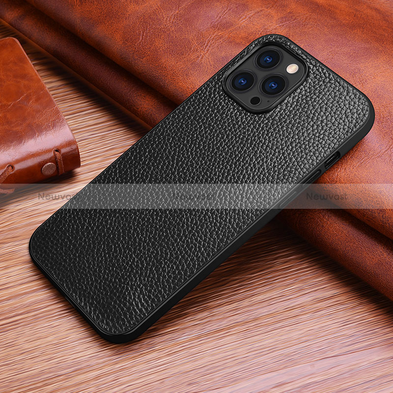 Soft Luxury Leather Snap On Case Cover S03 for Apple iPhone 14 Pro Black