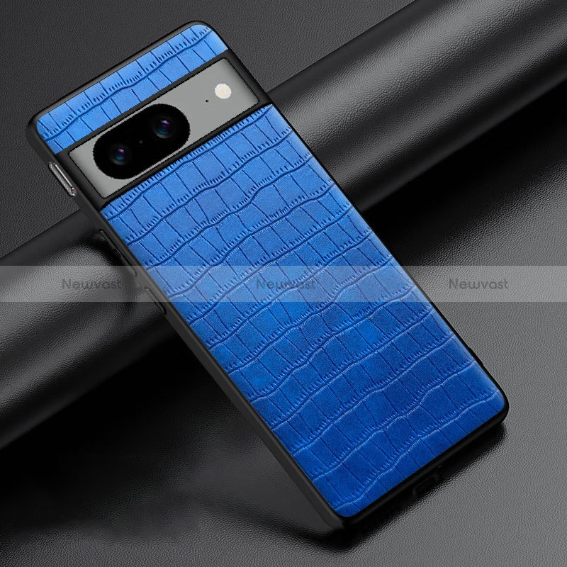 Soft Luxury Leather Snap On Case Cover S03 for Google Pixel 8 5G Blue