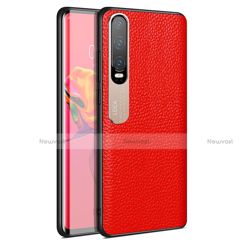 Soft Luxury Leather Snap On Case Cover S03 for Huawei P30 Red