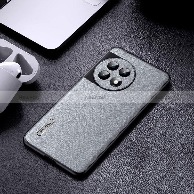 Soft Luxury Leather Snap On Case Cover S03 for OnePlus Ace 2 5G Gray