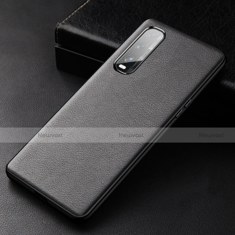 Soft Luxury Leather Snap On Case Cover S03 for Oppo Find X2 Black