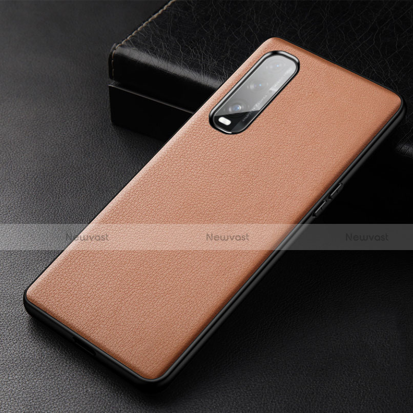 Soft Luxury Leather Snap On Case Cover S03 for Oppo Find X2 Brown