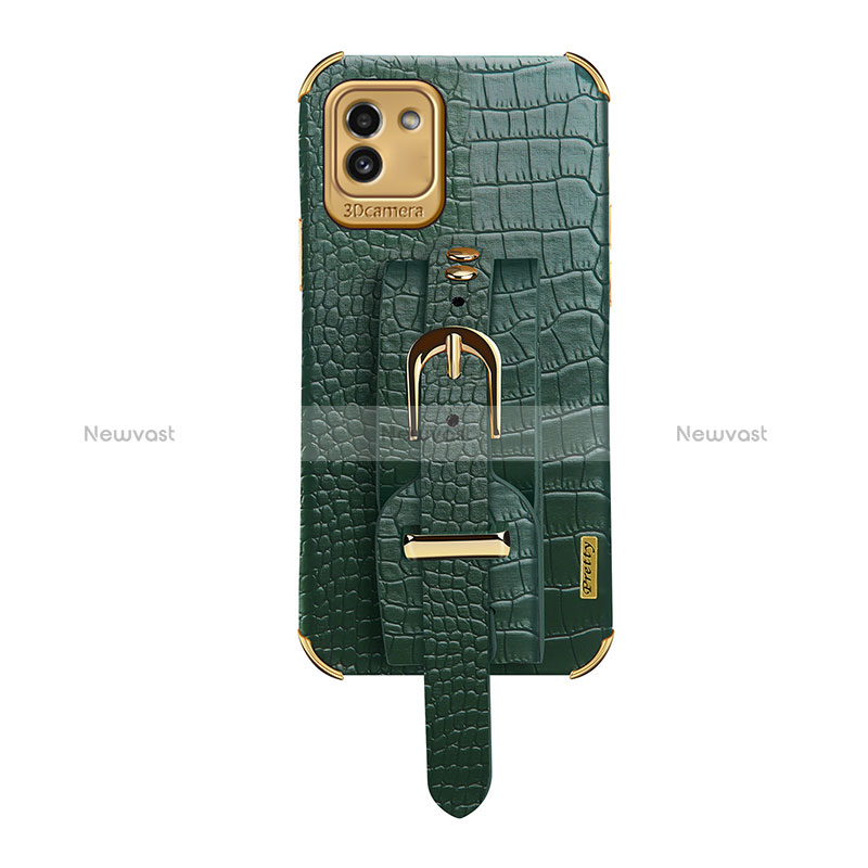 Soft Luxury Leather Snap On Case Cover S03 for Samsung Galaxy A03 Green