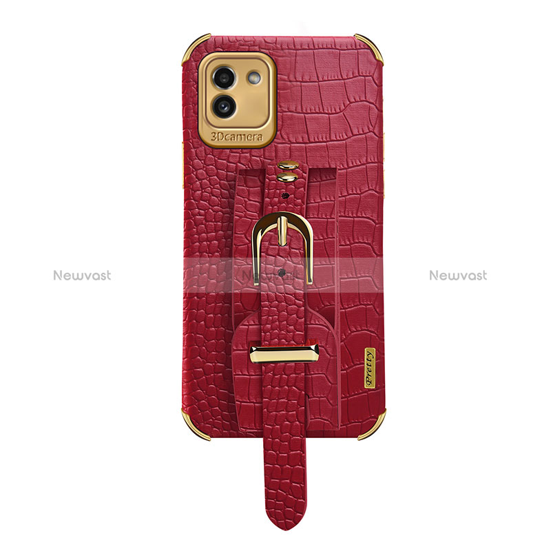 Soft Luxury Leather Snap On Case Cover S03 for Samsung Galaxy A03 Red