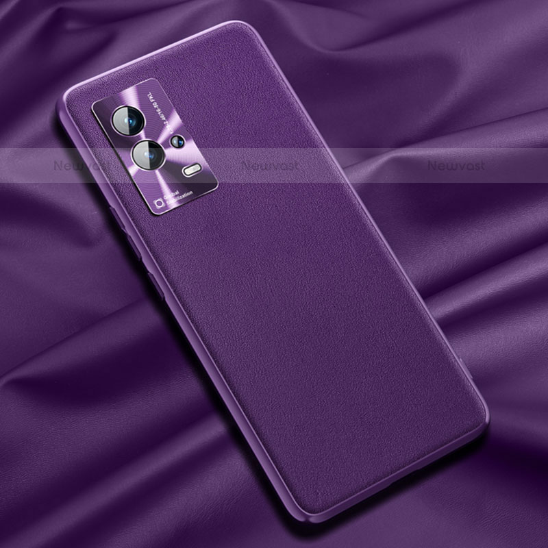 Soft Luxury Leather Snap On Case Cover S03 for Vivo iQOO 8 Pro 5G Purple