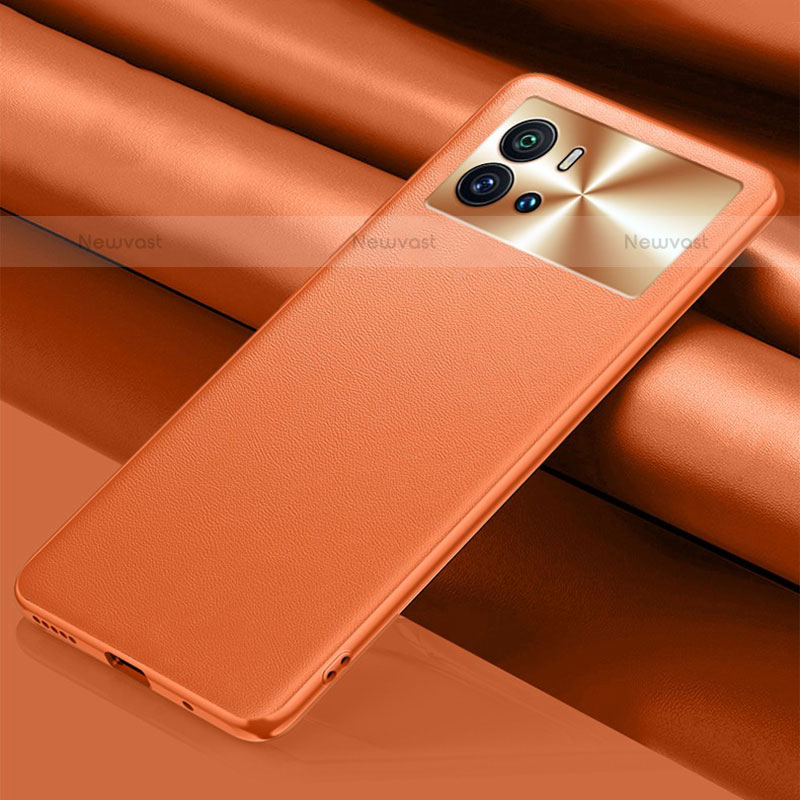 Soft Luxury Leather Snap On Case Cover S03 for Vivo iQOO 9 5G Orange