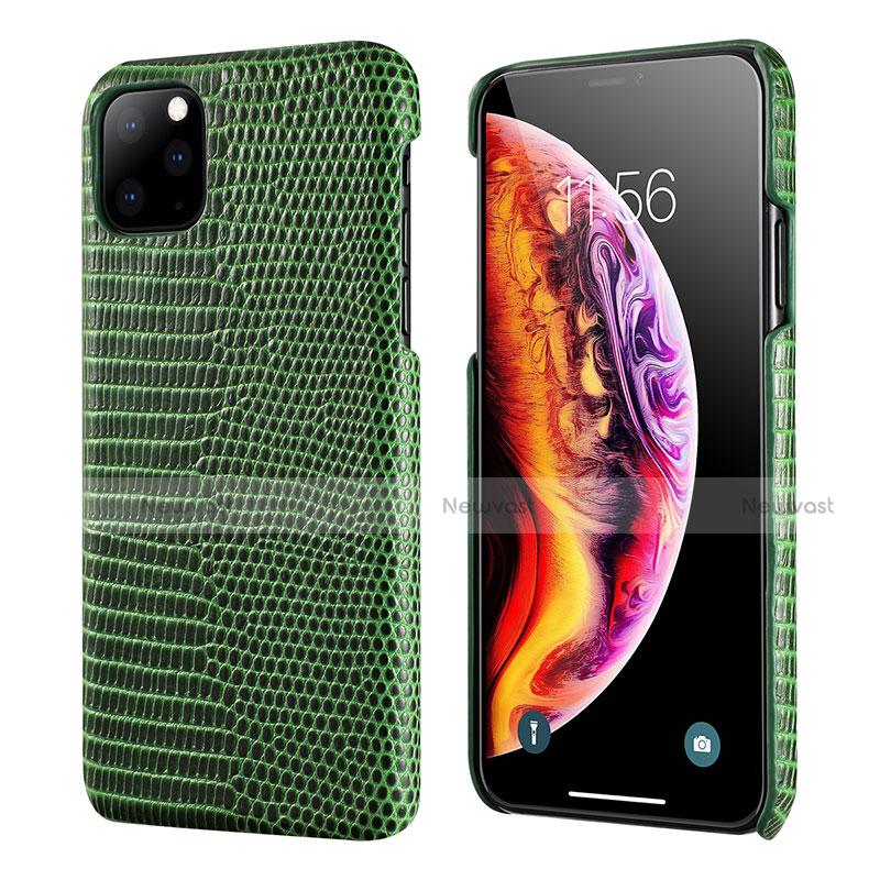 Soft Luxury Leather Snap On Case Cover S04 for Apple iPhone 11 Pro Max Green