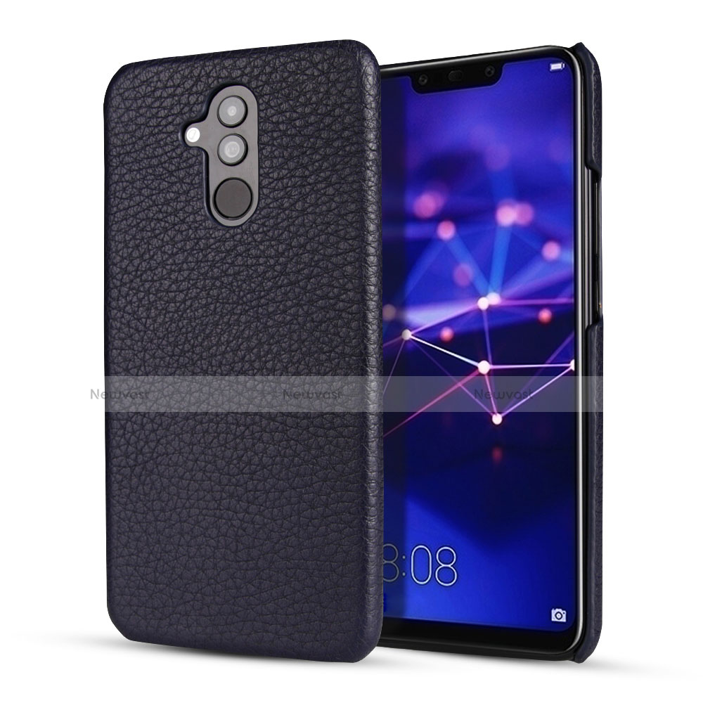 Soft Luxury Leather Snap On Case Cover S04 for Huawei Mate 20 Lite Blue