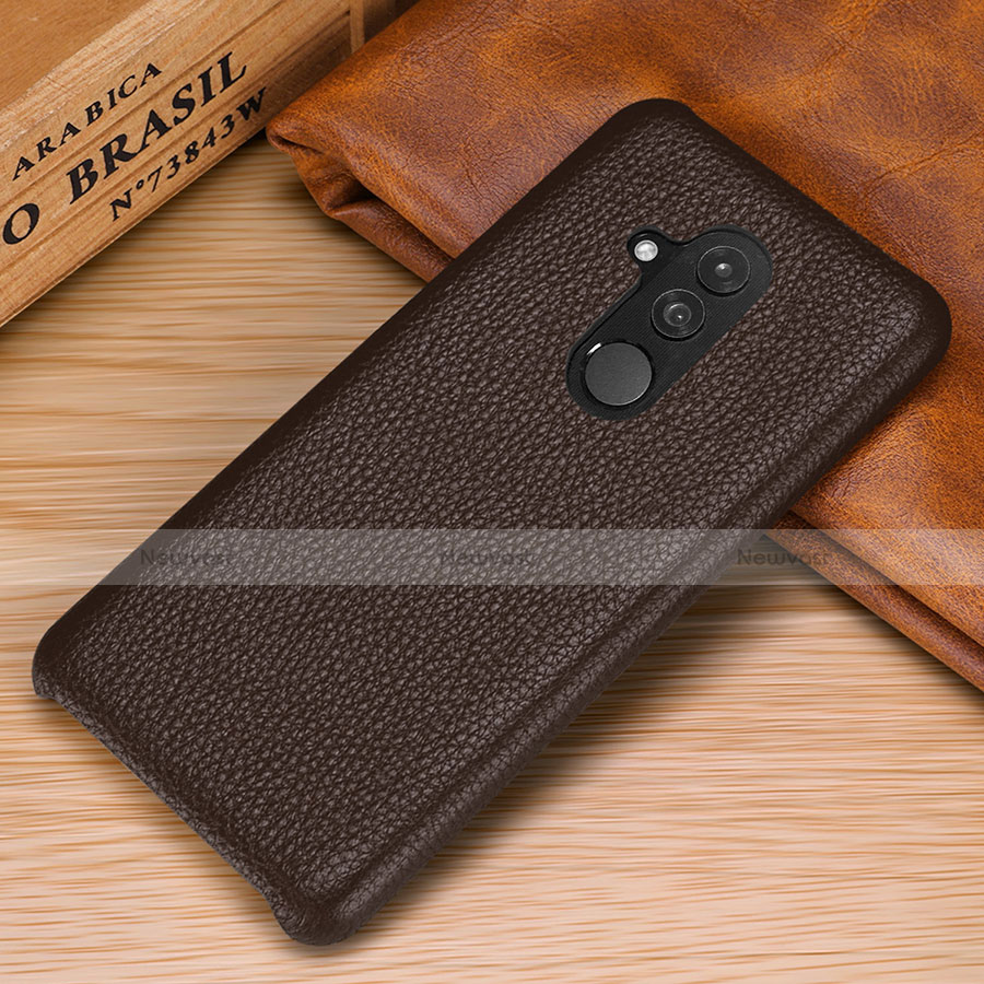 Soft Luxury Leather Snap On Case Cover S04 for Huawei Mate 20 Lite Brown