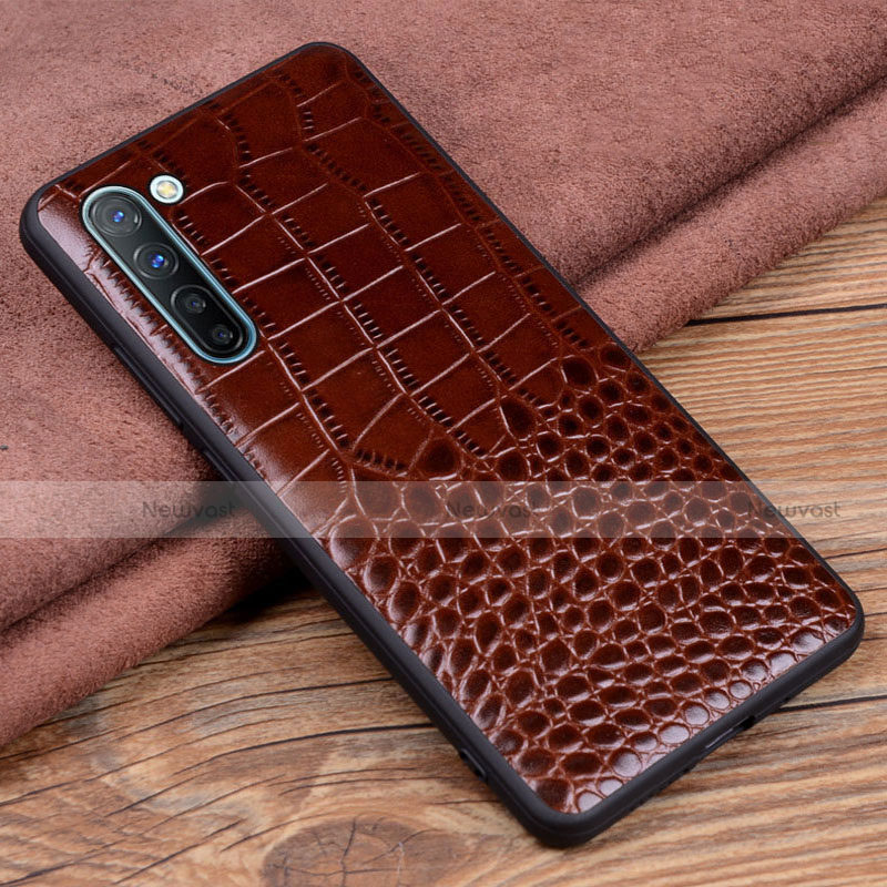 Soft Luxury Leather Snap On Case Cover S04 for Oppo Find X2 Lite Brown