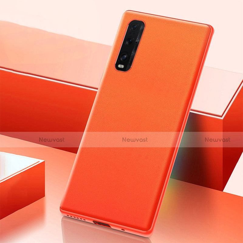 Soft Luxury Leather Snap On Case Cover S04 for Oppo Find X2 Orange