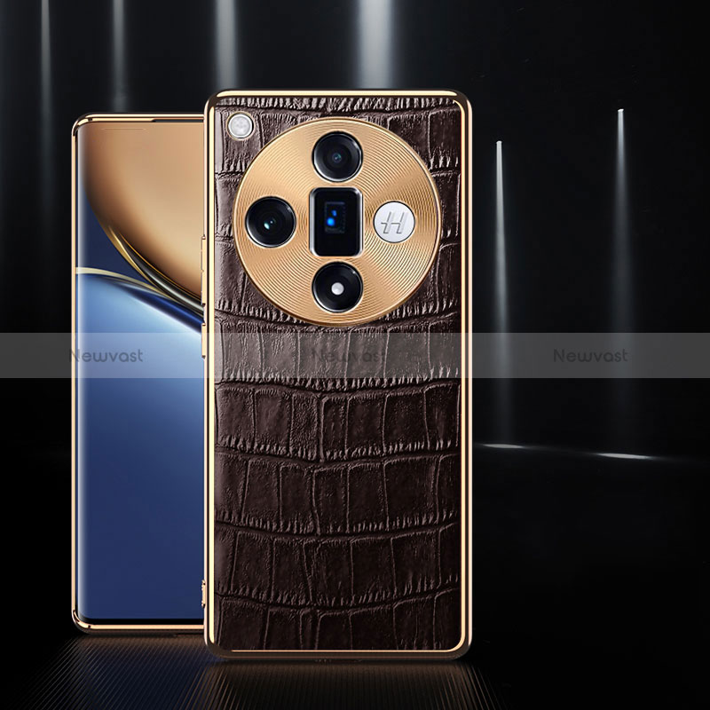 Soft Luxury Leather Snap On Case Cover S04 for Oppo Find X7 5G Brown