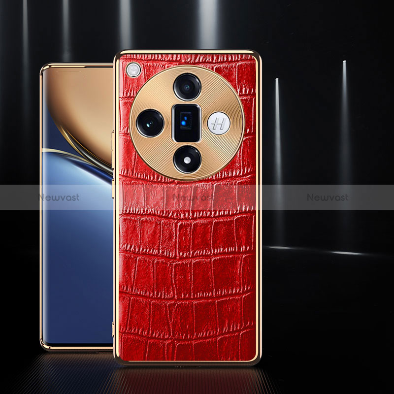 Soft Luxury Leather Snap On Case Cover S04 for Oppo Find X7 Ultra 5G Red