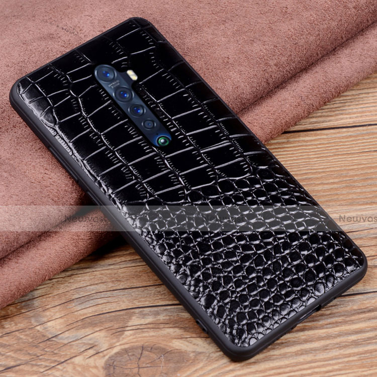 Soft Luxury Leather Snap On Case Cover S04 for Oppo Reno2 Black