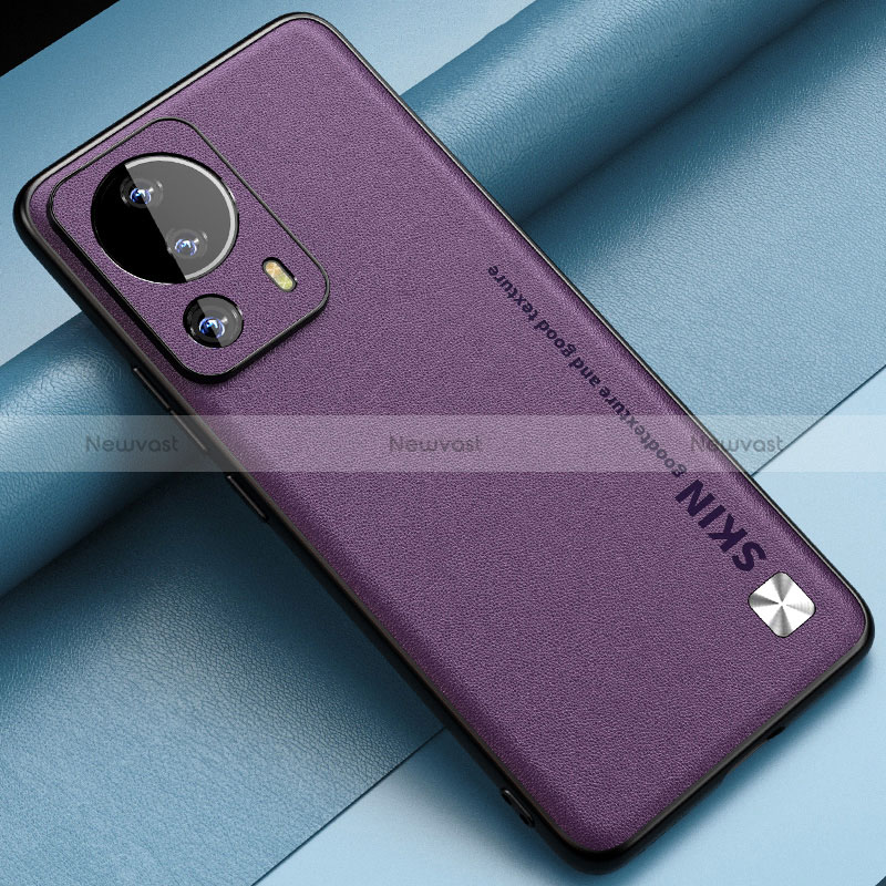 Soft Luxury Leather Snap On Case Cover S04 for Xiaomi Civi 2 5G Purple