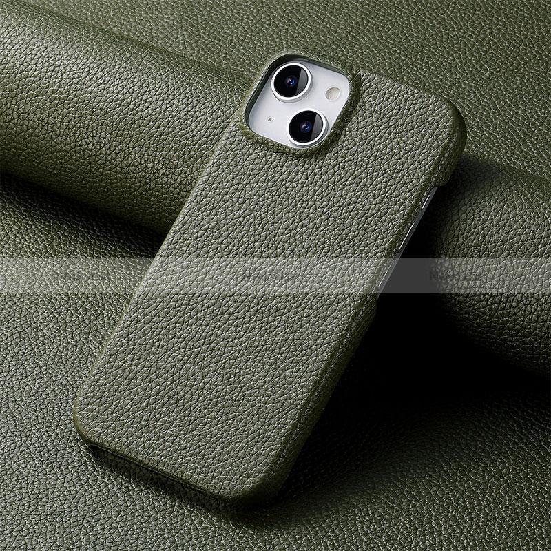 Soft Luxury Leather Snap On Case Cover S04D for Apple iPhone 13 Midnight Green