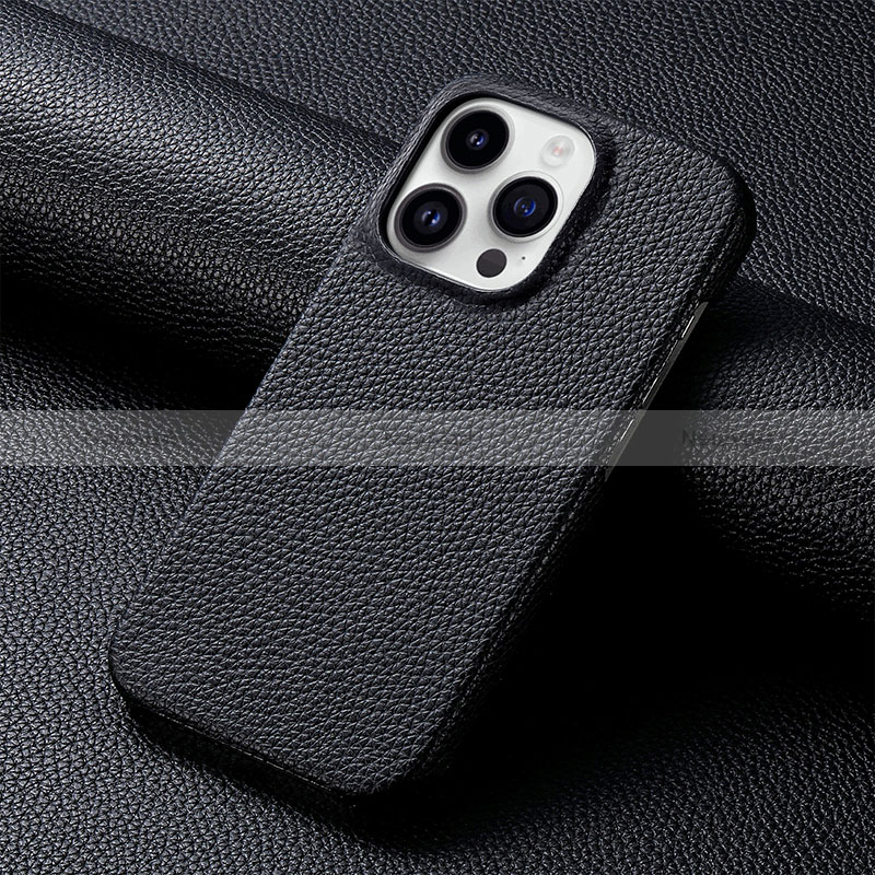 Soft Luxury Leather Snap On Case Cover S04D for Apple iPhone 13 Pro Black