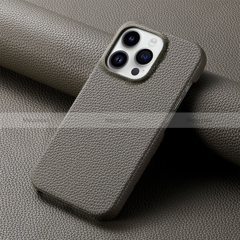 Soft Luxury Leather Snap On Case Cover S04D for Apple iPhone 14 Pro Max Dark Gray