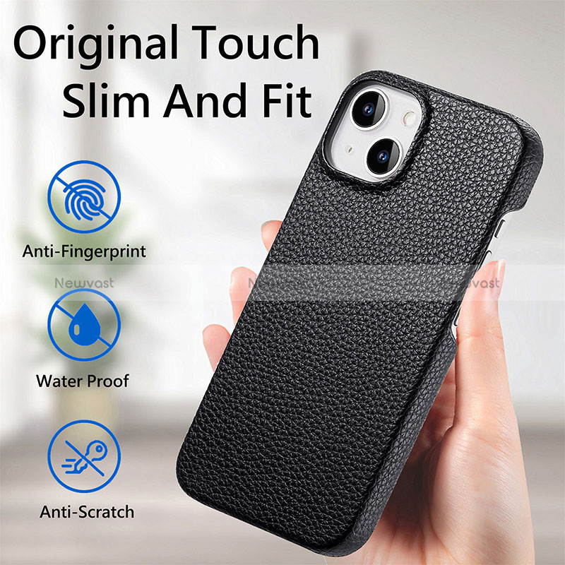 Soft Luxury Leather Snap On Case Cover S04D for Apple iPhone 15