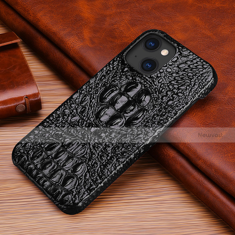 Soft Luxury Leather Snap On Case Cover S05 for Apple iPhone 13 Mini Black