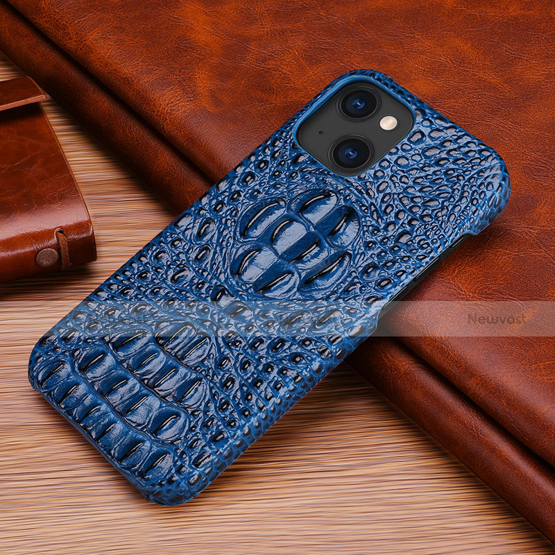 Soft Luxury Leather Snap On Case Cover S05 for Apple iPhone 13 Mini Blue