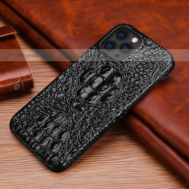 Soft Luxury Leather Snap On Case Cover S05 for Apple iPhone 16 Pro Black